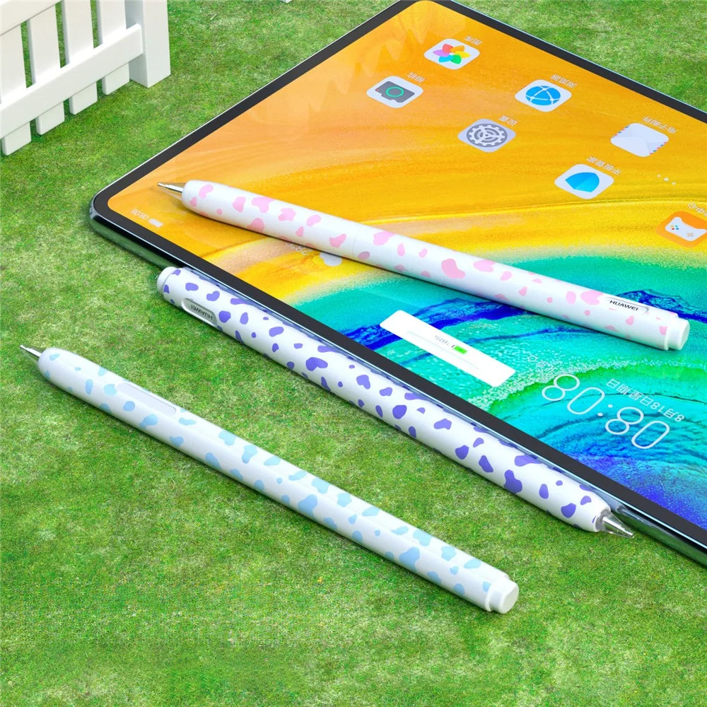For Huawei M-Pencil 1st Generation Silicone Sleeve Cow Pattern Stylus Pen Protective Cover - Black - 7