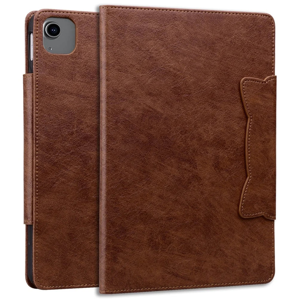 For iPad Air 11 (2026) / (2025) / (2024) / Air (2022) (2020) / Pro 11 (2022) / (2020) / (2018) Case PU Leather Tablet Cover Magnetic Clasp - Brown - 6