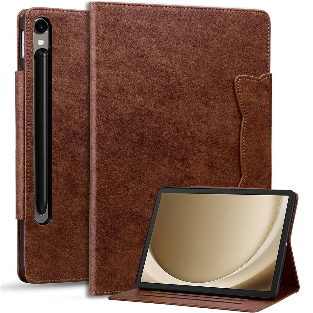 For Samsung Galaxy Tab S9+ / Tab S8+ / Tab S7+ T970 T976B Case Business PU Leather Tablet Cover with Stand Magnetic Clasp - Brown - 2