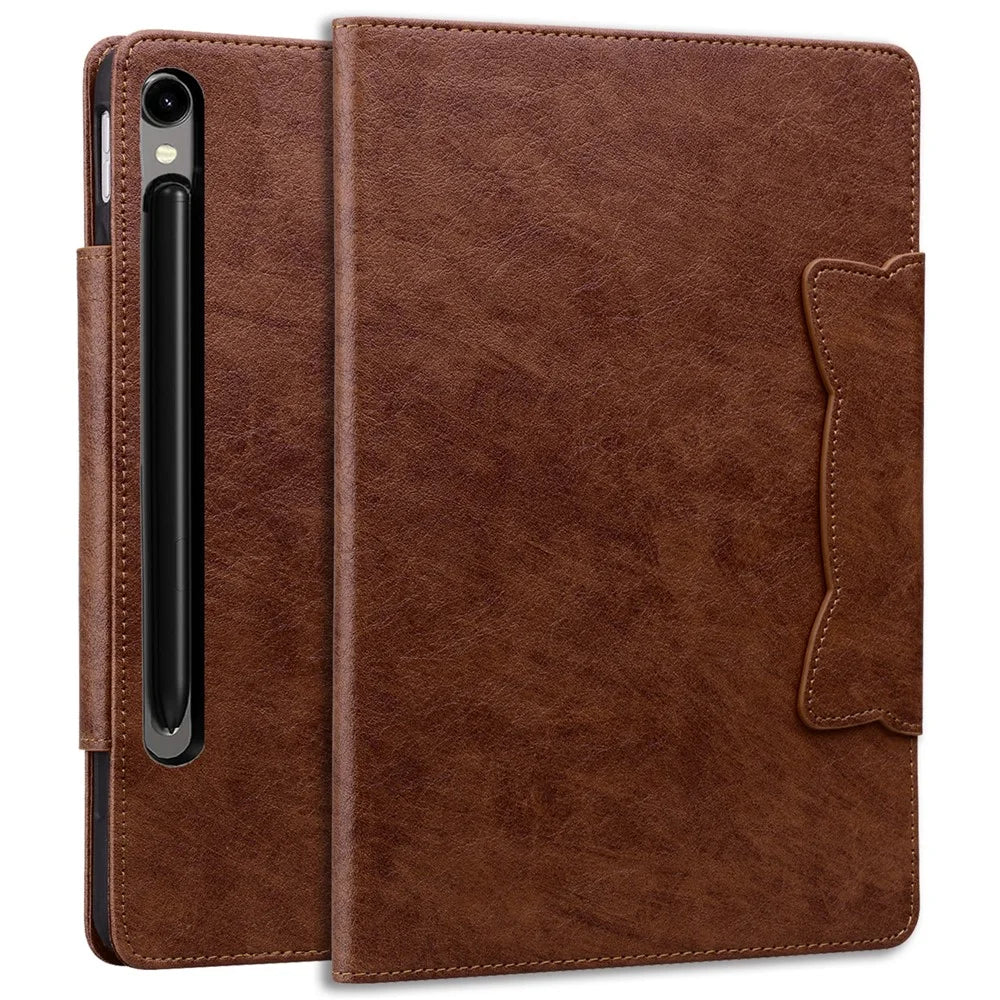 For Samsung Galaxy Tab S9+ / Tab S8+ / Tab S7+ T970 T976B Case Business PU Leather Tablet Cover with Stand Magnetic Clasp - Brown - 6
