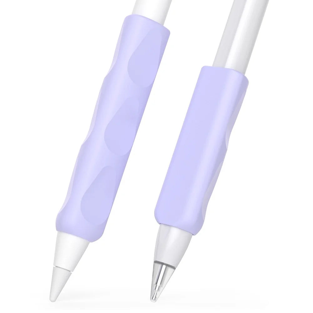 2Pcs Silicone Sleeve for Apple Pencil, Huawei M-Pencil Series Stylus Cover Grip Holder - Purple - 1