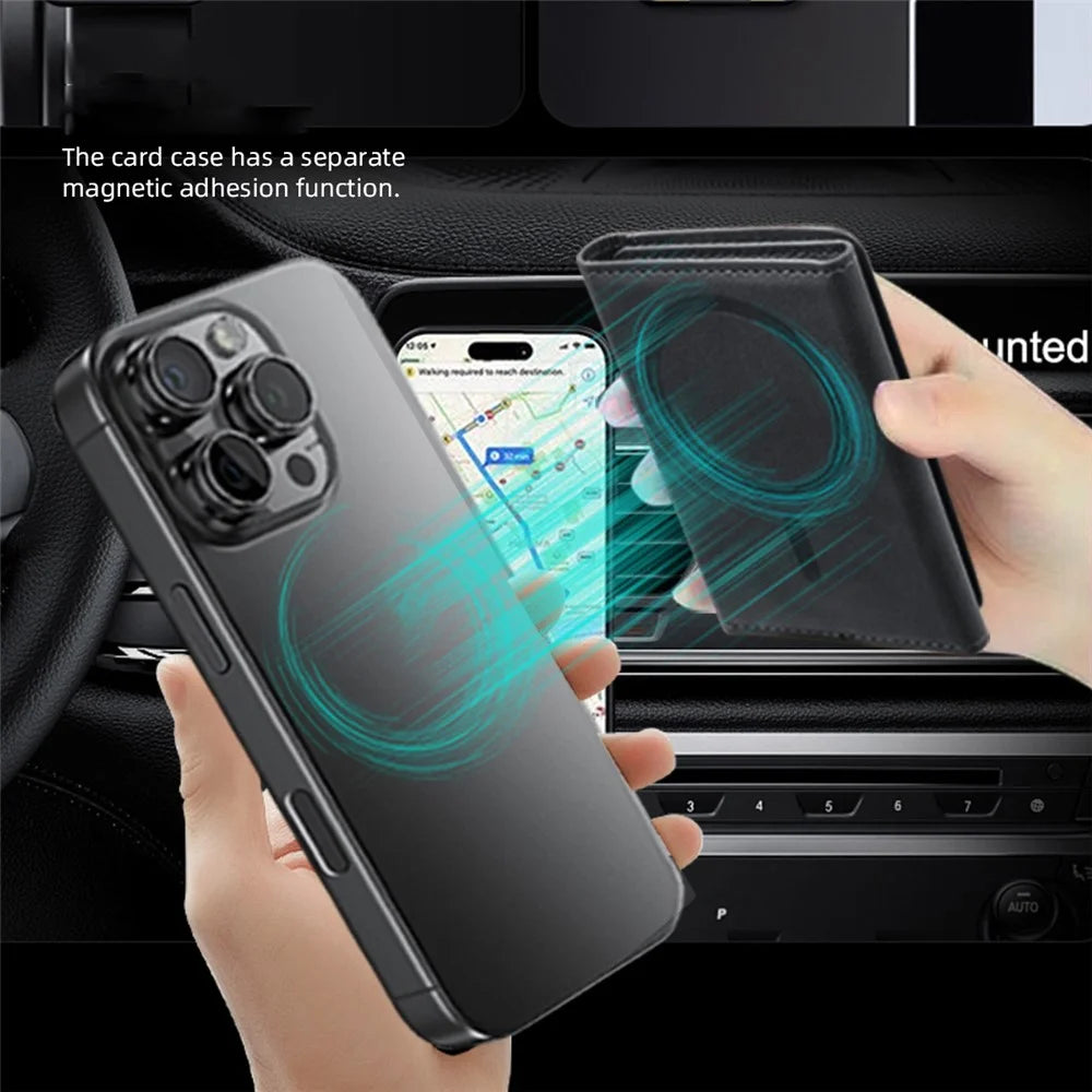 MOCOME Phone Card Holder RFID Blocking PU Leather Magnetic Card Bag Wallet - Black - 2