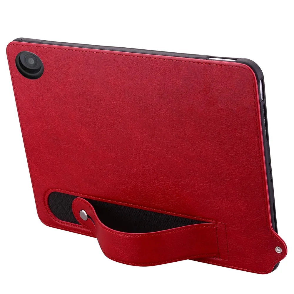 Tablet Case For Amazon Fire HD 10 (2023) / (2021) / Fire HD 10 Plus (2023) / (2021) Hand Strap Kickstand Leather Cover - Red - 2
