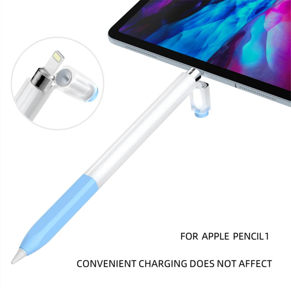 For Apple Pencil (1st Generation) Jelly Stylus Pen Silicone Protective Sleeve Drop-proof Cover - Cyan - 2
