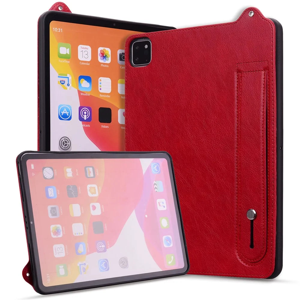 Tablet Case For iPad Air 11 (2026) / (2025) / (2024) / iPad Air (2022) / (2020) / iPad Pro 11 (2021) / (2020) Hand Strap Kickstand Leather Cover - Red - 5