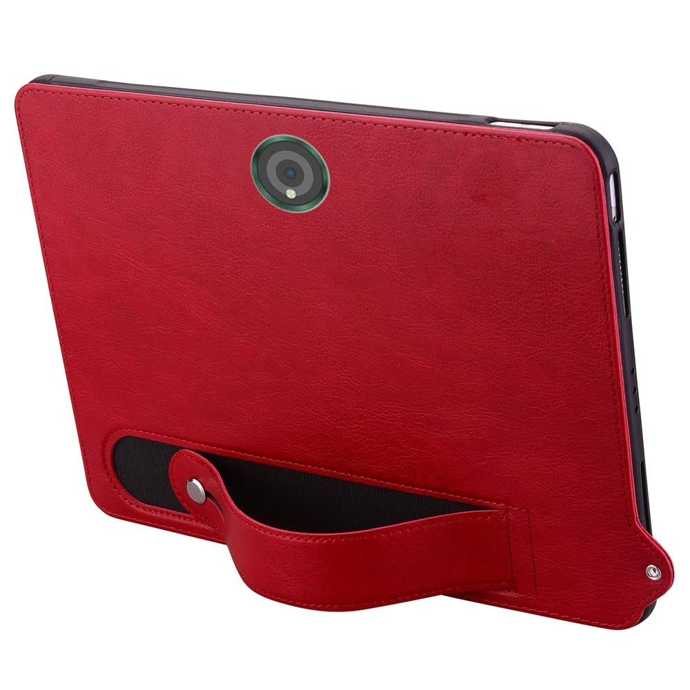 For OnePlus Pad / Oppo Pad 2 Tablet Case Hand Strap Kickstand Leather Cover - Red - 2
