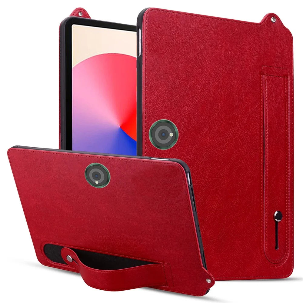 For OnePlus Pad Pro Case Hand Strap Kickstand Leather Tablet Cover - Red - 1
