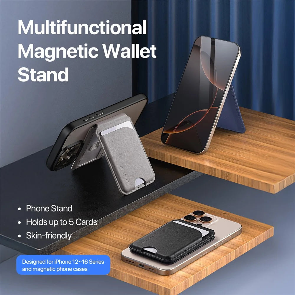 DUX DUCIS For Universal  Neva Series PU Leather Magnetic Card Holder Stand - Grey - 2