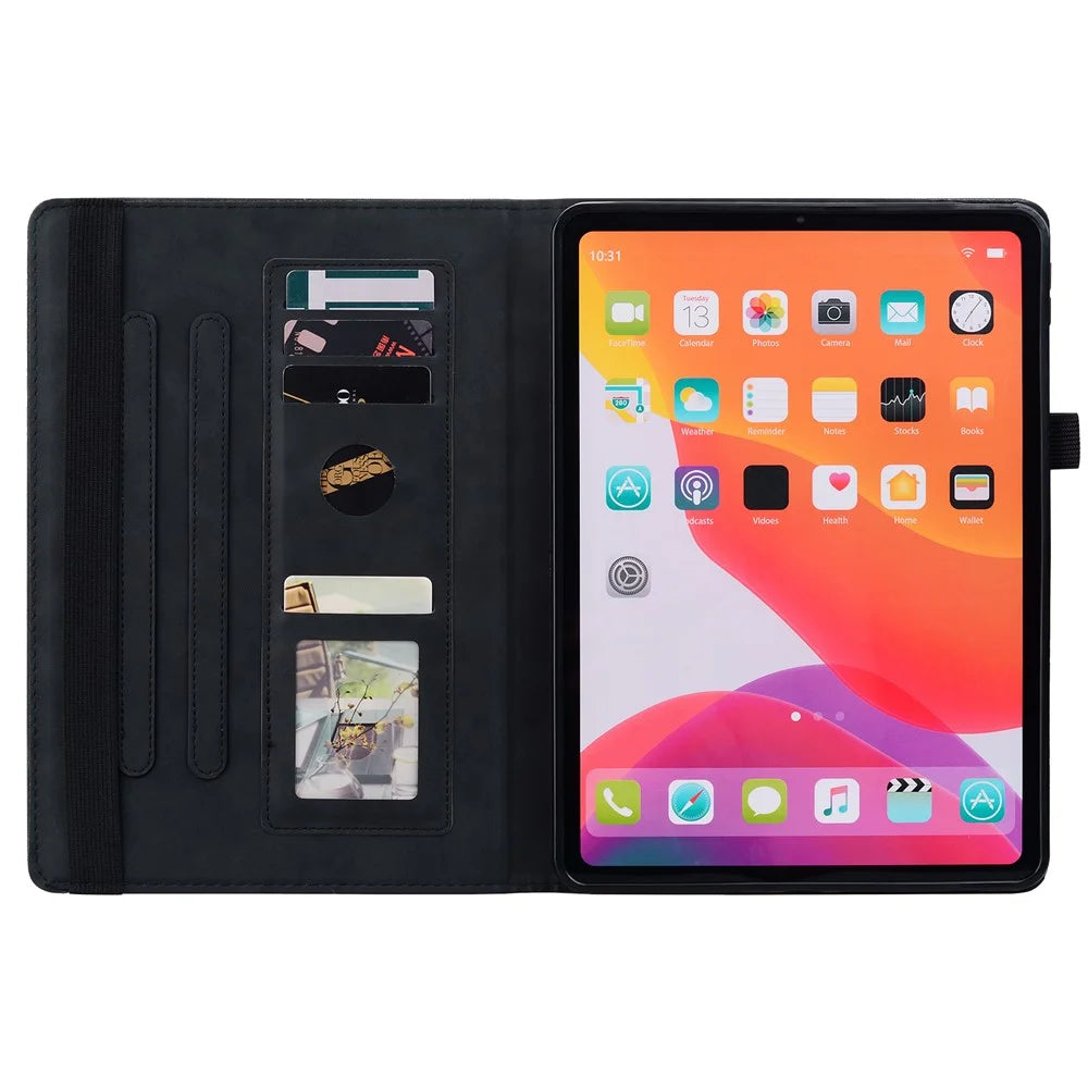 For Lenovo Xiaoxin Pad 11 2025 / Tab K11 Gen 2 TB336 / Idea Tab / Tab M11 Tablet Case Card Slots Leather Cover Flower Pattern - Black - 2