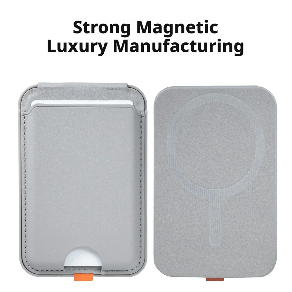 Magnetic Phone Card Holder Kickstand with Folding Hinge Cell Phone Card Bag - Brown - 2