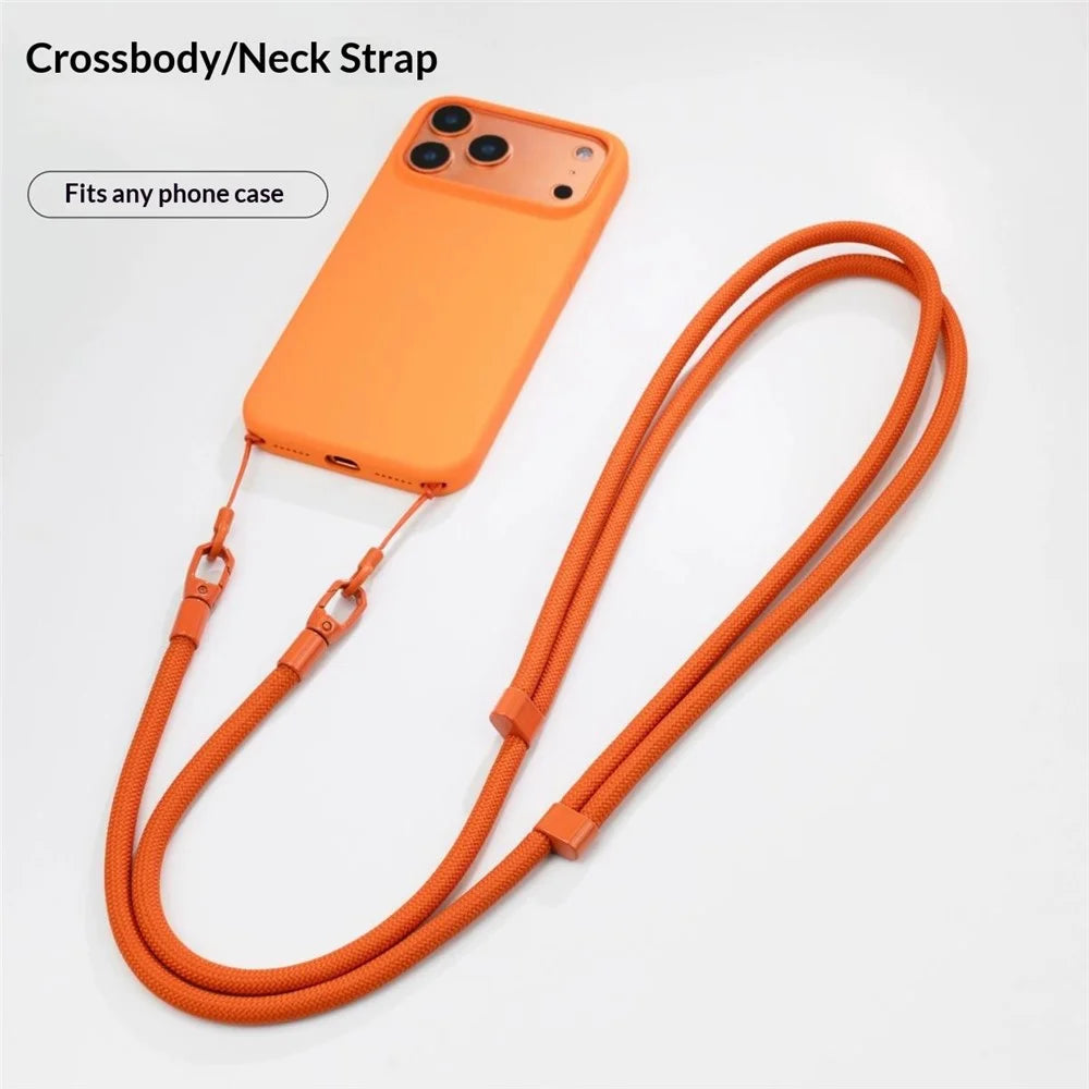 7MM Double Clasp Adjustable Lanyard Polyester Zinc Alloy Shoulder Strap for Dual-Hole Phone Cases - Orange Red - 2