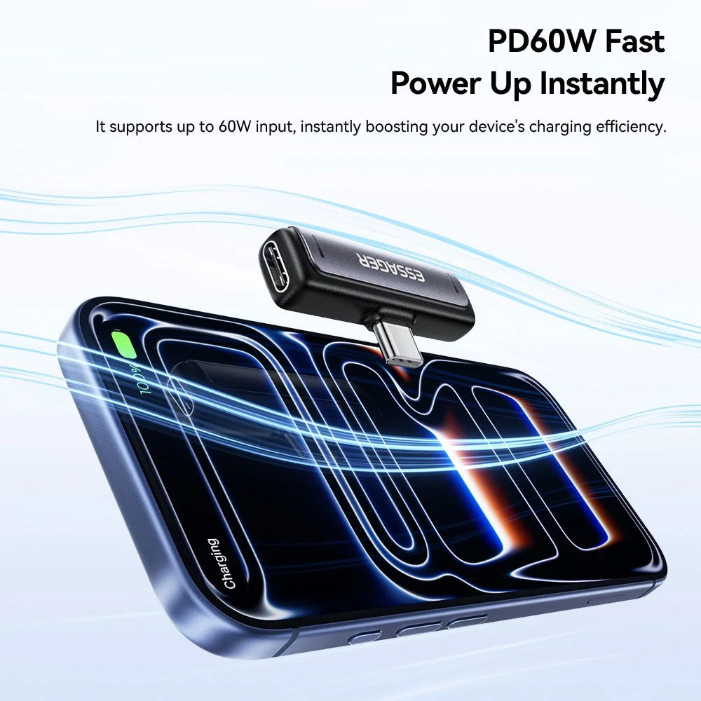ESSAGER 2-in-1 Adapter Type-C to Type-C 3.5mm (Audio) PD60W Fast Charging Converter for Phone Tablet - 7