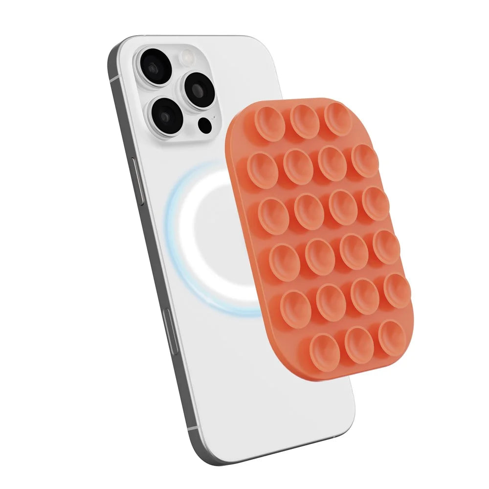 Magnetic Suction Cup Phone Mount Compatible with MagSafe Case Wall Stand Square Anti-Slip Holder - Orange - 1