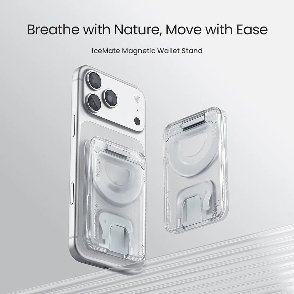 NILLKIN IceMate Magnetic Wallet Stand Card Holder BPA-Free Plant-Based Kickstand - Grey - 7