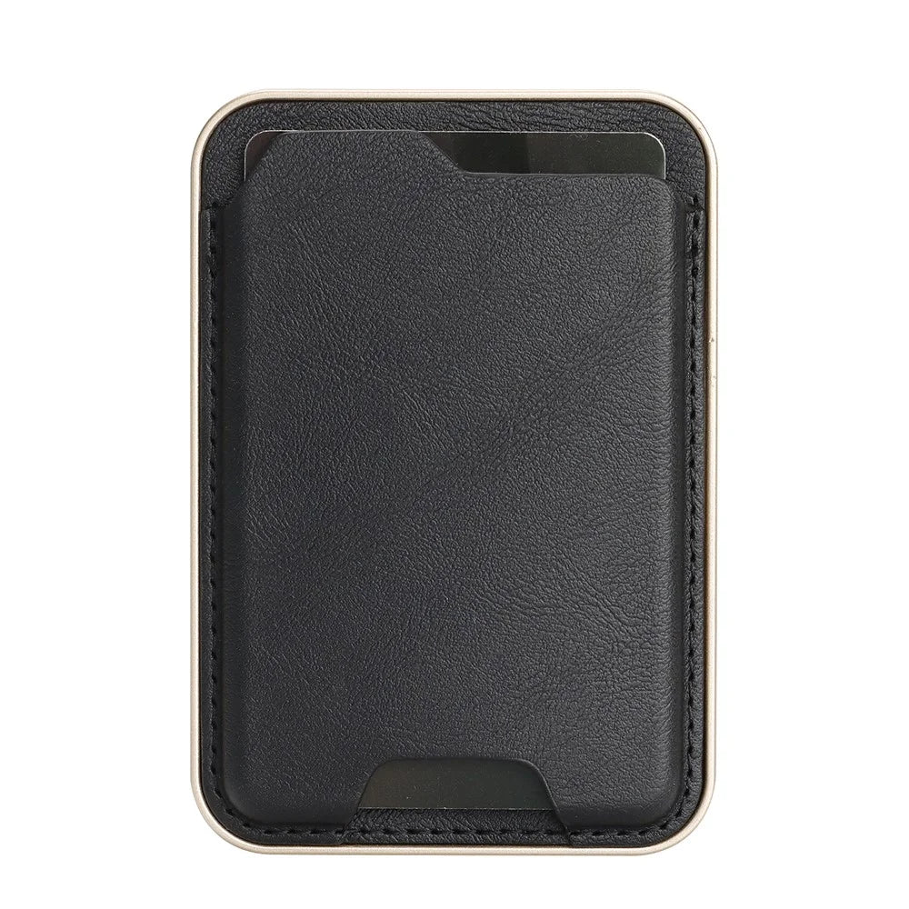 Ultra Thin PU Leather Magnetic Card Wallet Card Holder Compatible with MagSafe Devices - Black - 2