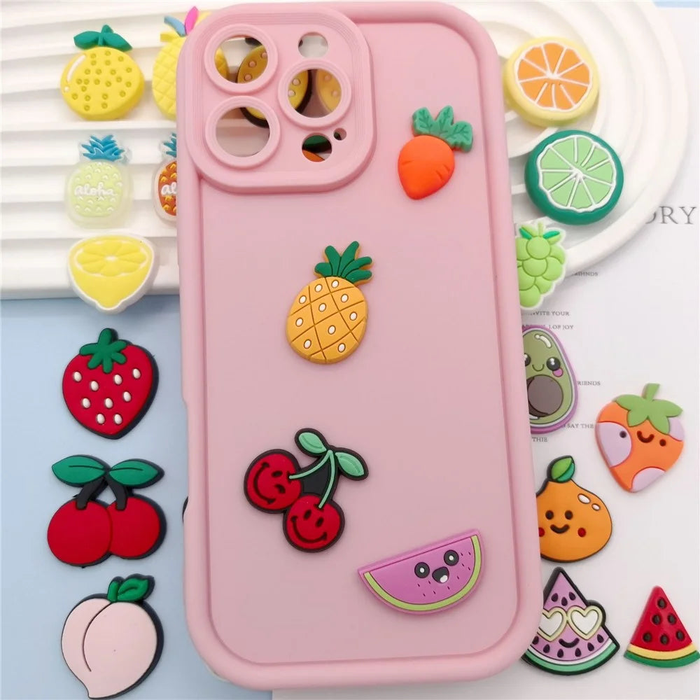 50Pcs Cute Fruit Cartoon Charms PVC Stickers DIY Decoration Accessories for Phone Case Bag Tablet Cover (without Adhesive) - Style 3 - 2