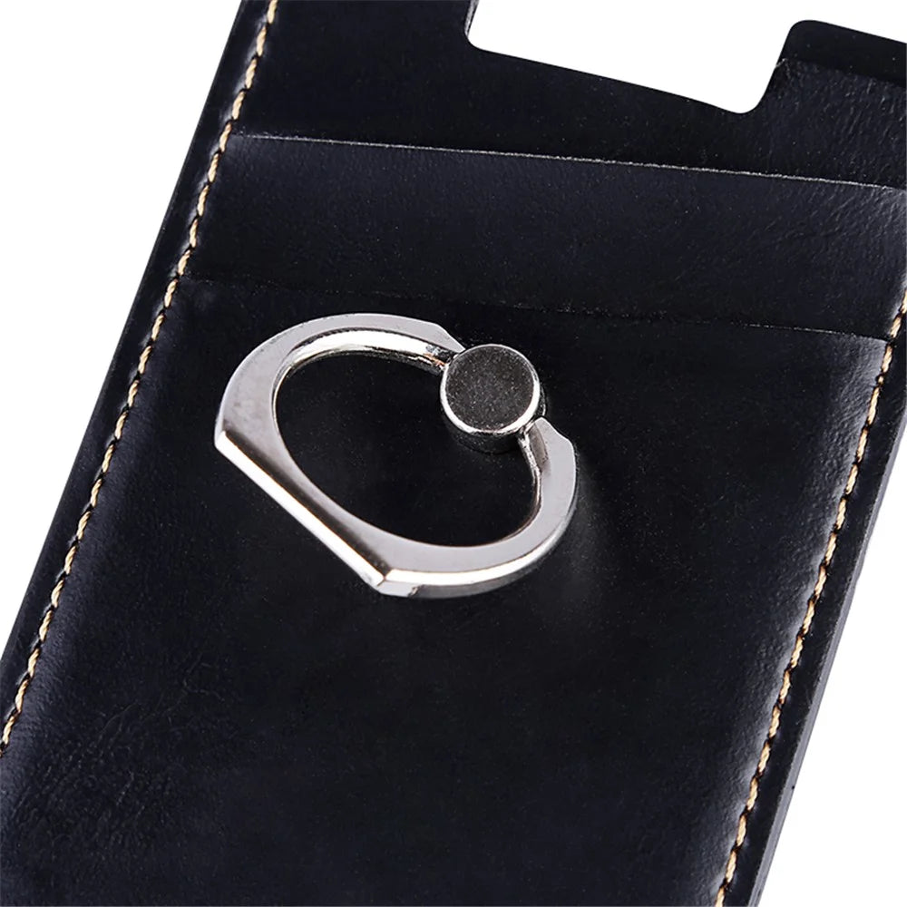 MRC03 Ring Kickstand 3 Cards Case Adhesive Phone Card Holder Support Magnetic Car Mount - Black - 2