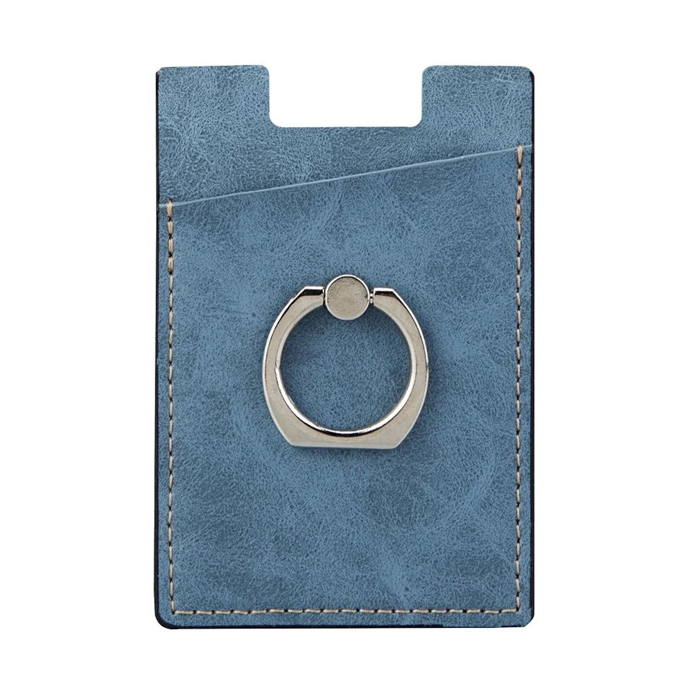 MRC01 PU Leather Phone Card Holder Ring Kickstand Card Case Support Magnetic Car Mount - Light Brown - 2
