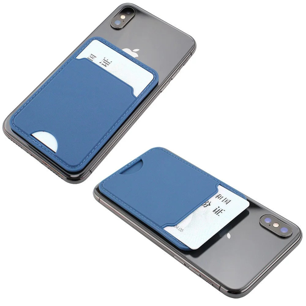 MRC029 Phone Back Card Holder Distinctive Notch Silicone Card Cover Adhesive Card Bag - Blue - 2