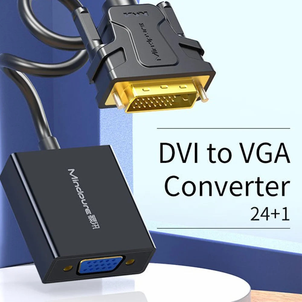MINDPURE AD013 1920x1080P 60Hz DVI to VGA Male to Female Adapter Cable for Projectors Monitors - 2