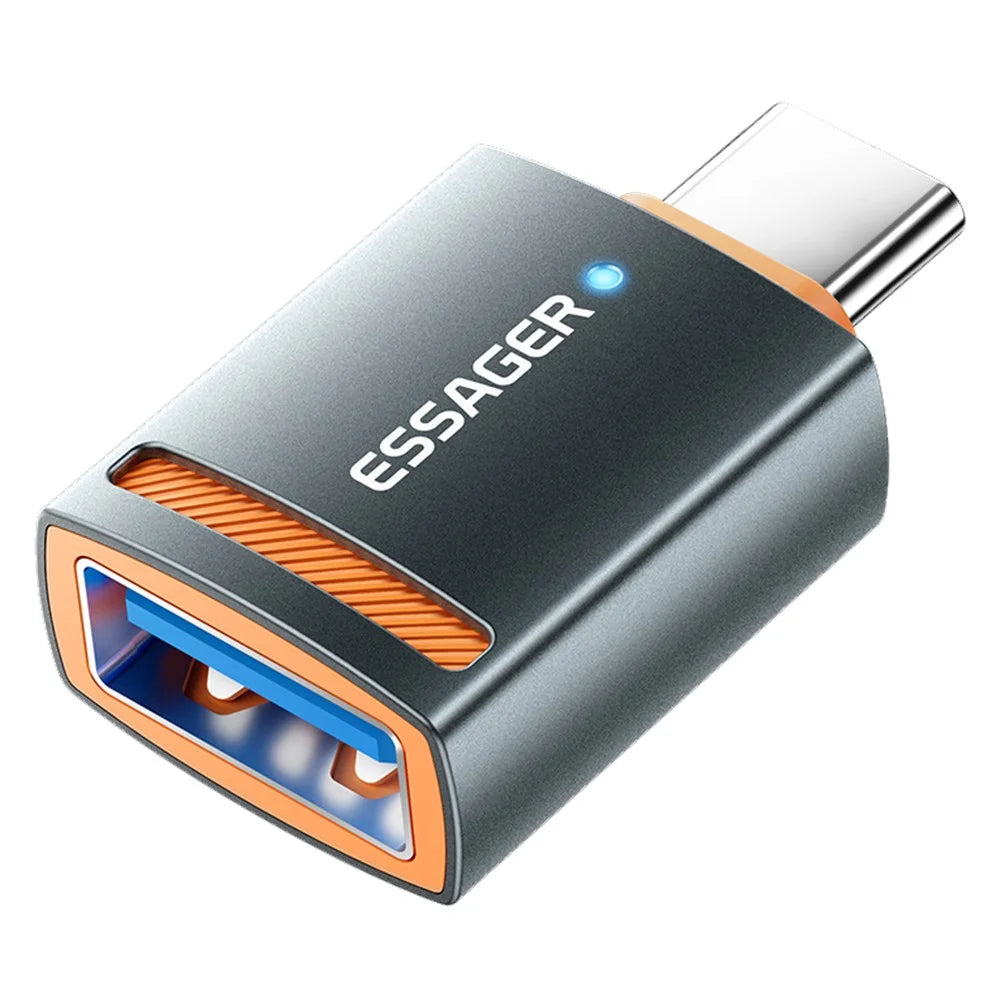 ESSAGER USB Female to Type-C Male Adapter Aluminum Alloy OTG Connector - 1