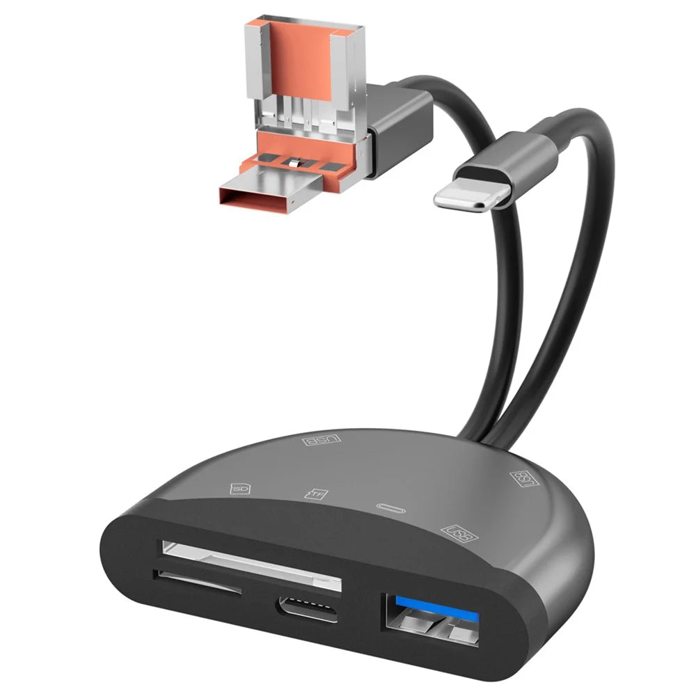 NK1052TL Pro 3-in-1 USB + Type-C + iP to SD / TF Card Reader Data Transfer Adapter for Phones Tablets Computers - 1
