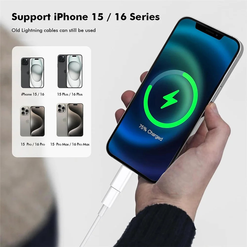 ENKAY For Universal  8Pin to Type-C Adapter Plastic USB-C Connector for iPhone 15 / 16 Series - White - White - 2