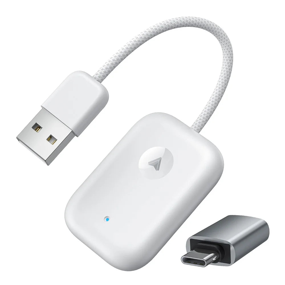 643 Car Wireless Android Auto Adapter for Android Phones Upgrade Wired to Wireless - White - 1