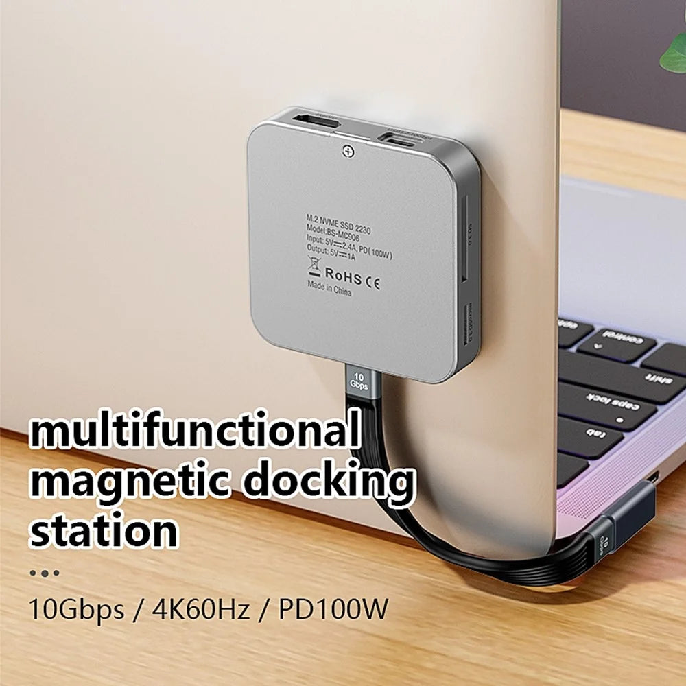 MC906 2230 M.2 Nvme SSD Enclosure Magnetic USB C Hub with HD Port SD / TF Card Slot - 2