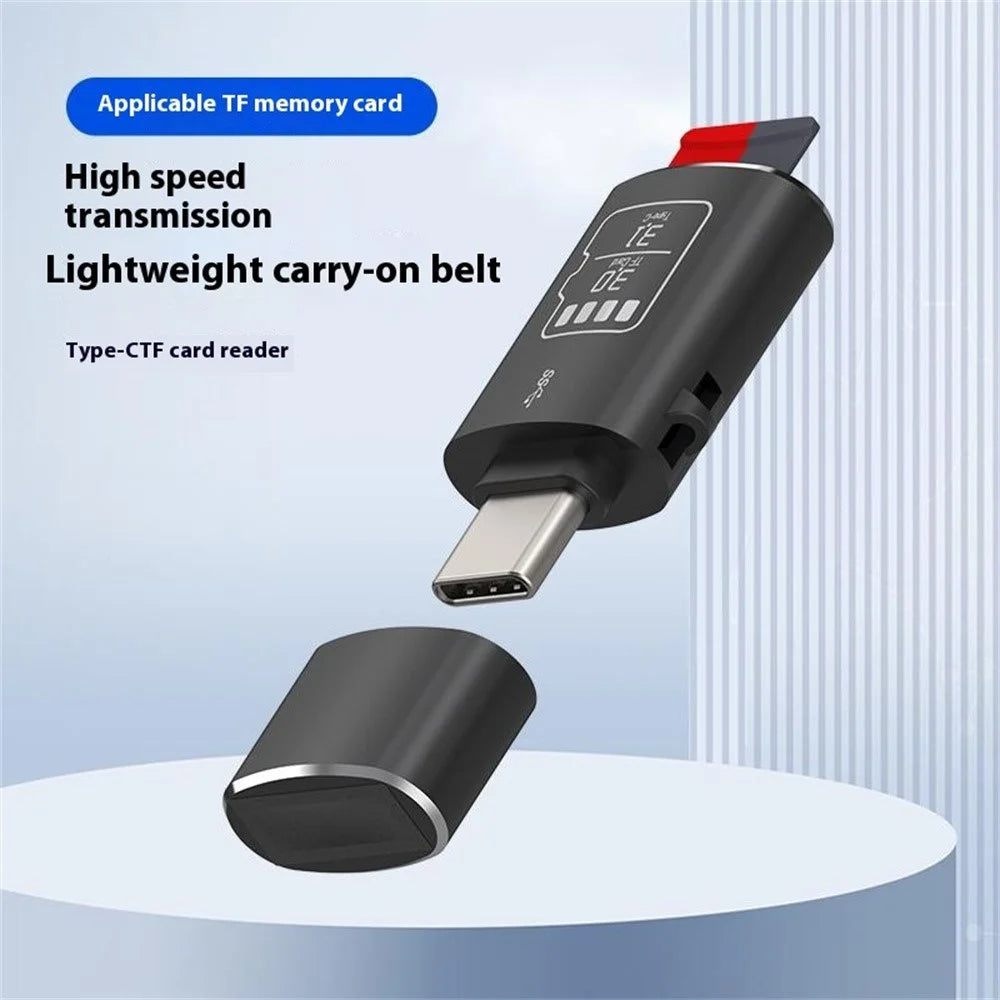 Mini USB 3.1 Type C Card Reader for TF Cards Up to 2TB Compatible with MAC OS / Windows / Linux / Android - Black - 2