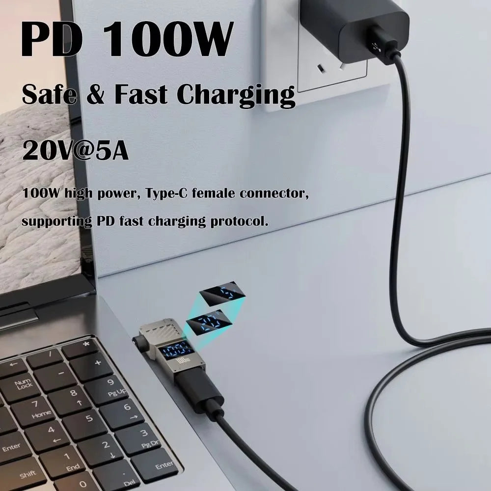 PD 100W Laptop Charging Adapter Type-C to DC 5.0x1.0mm Digital Display Fast Charging Converter - 6