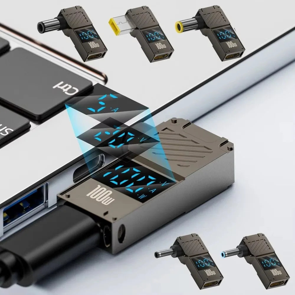 PD 100W Laptop Charging Adapter Type-C to DC 4.8x1.7mm Digital Display Fast Charging Converter - 6