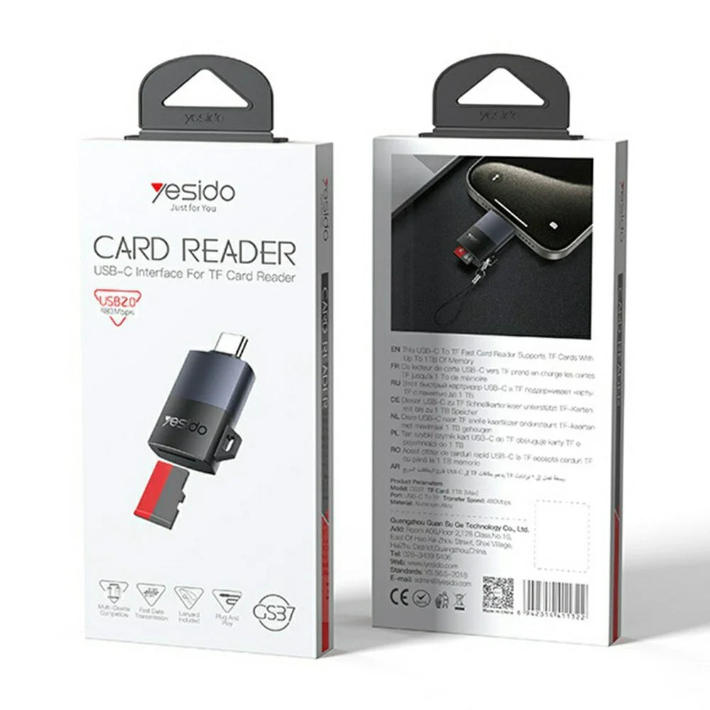 YESIDO GS37 Type-C TF Card Reader Tablet Phone Laptop Memory Card Reader with Lanyard - 7