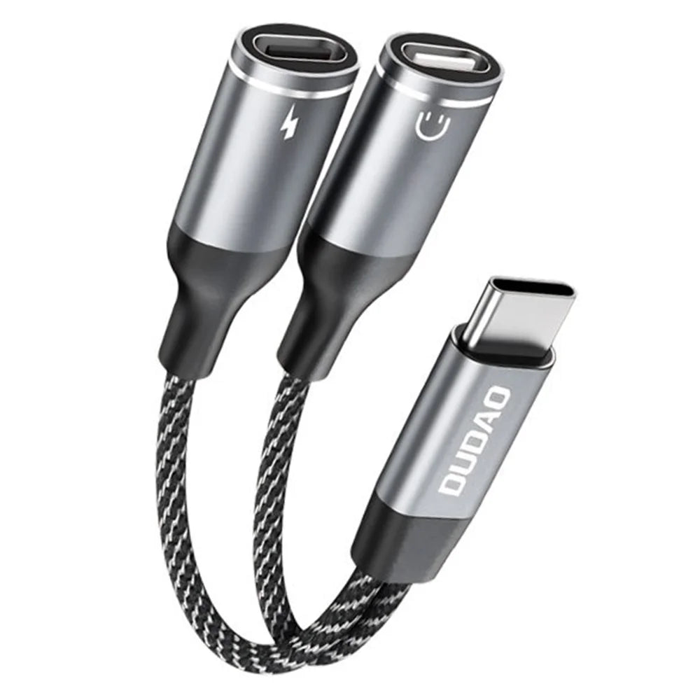 DUDAO L13C+ 2 in 1 Type-C Audio Adapter Type-C to Charging/Music Listening Converter Cable - Tarnish - 2