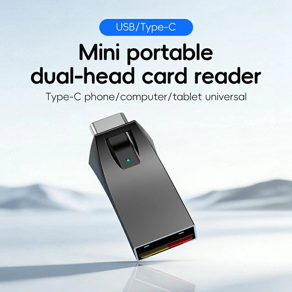 USB-A / USB-C 2 in 1 TF Card Reader for Phones / Tablets / Computers Memory Card Reader Compatible with iOS / Android / Mac - Grey - 7