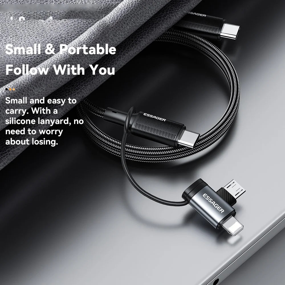 ESSAGER 2-in-1 Adapter Type-C Female to iP (5-14) Male + Micro USB Male 3A Fast Charging Cable Adapter Converter - 5