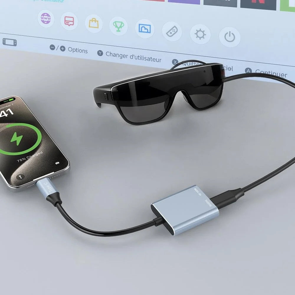 UH02 USB-C to Dual USB-C Adapter 8K / 60Hz PD 100W Fast Charging Hub for AR Glasses / Game Console / Laptop - 4