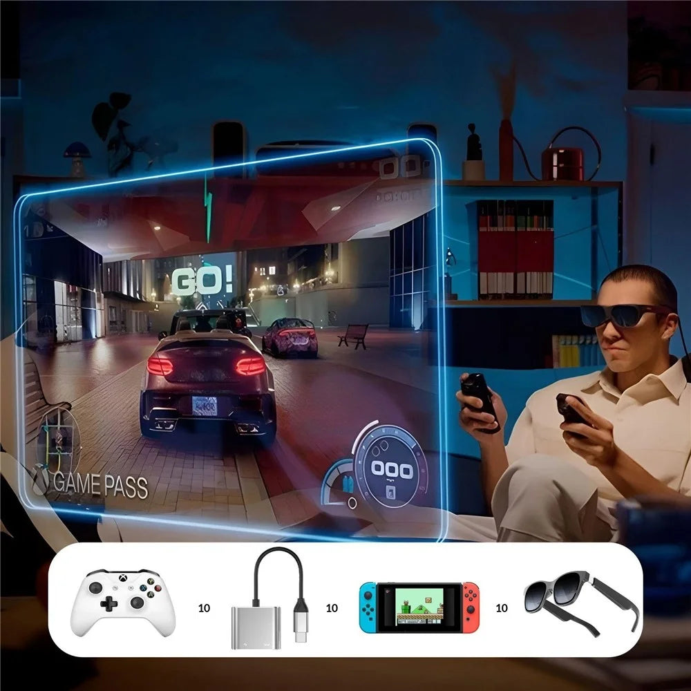 UH02 USB-C to Dual USB-C Adapter 8K / 60Hz PD 100W Fast Charging Hub for AR Glasses / Game Console / Laptop - 5