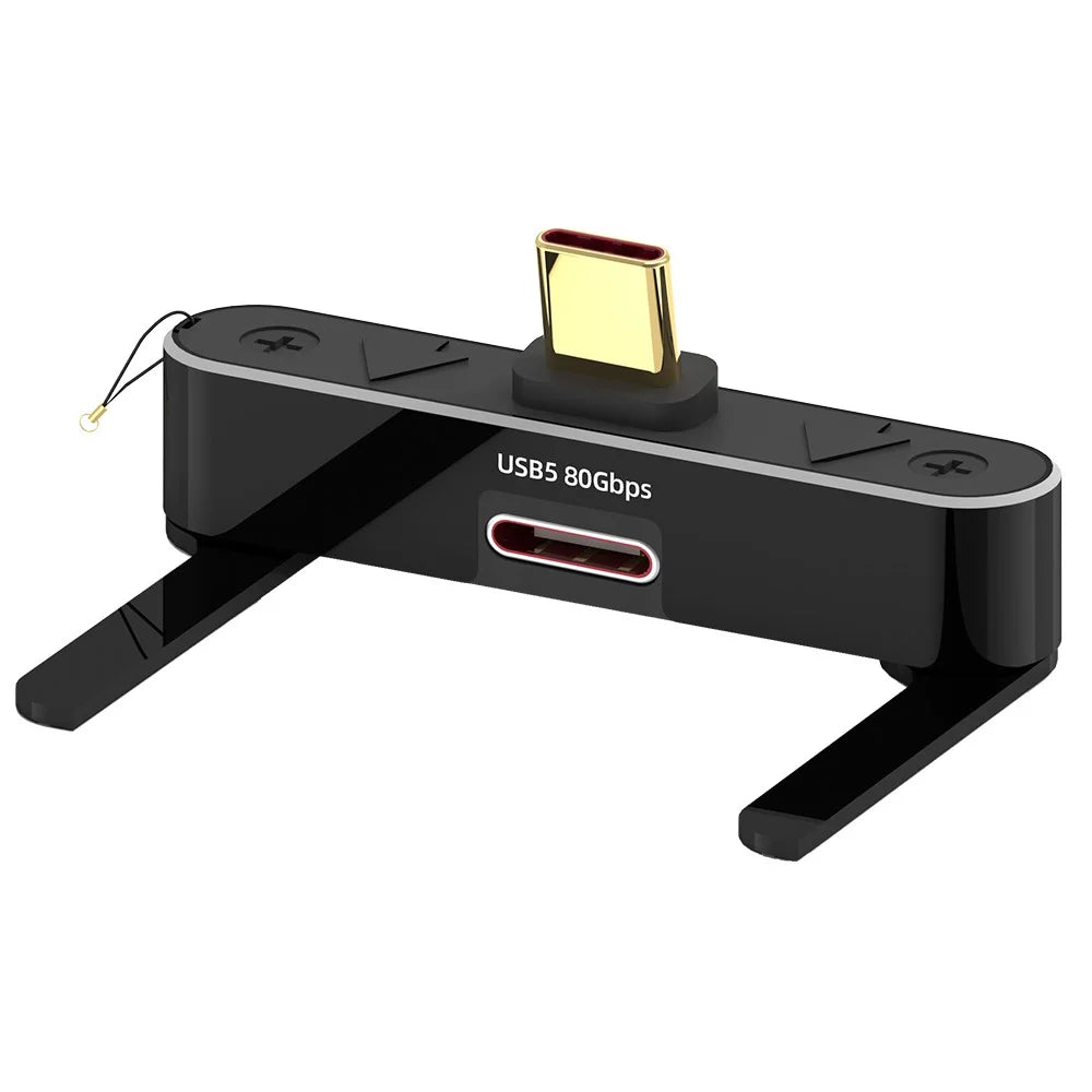 DOONJIEY DJMS02 USB5 80Gbps L-Shape Type-C Stand Adapter 16K / 60Hz 240W Fast Charging Extender for Phone Tablet - Black - 1
