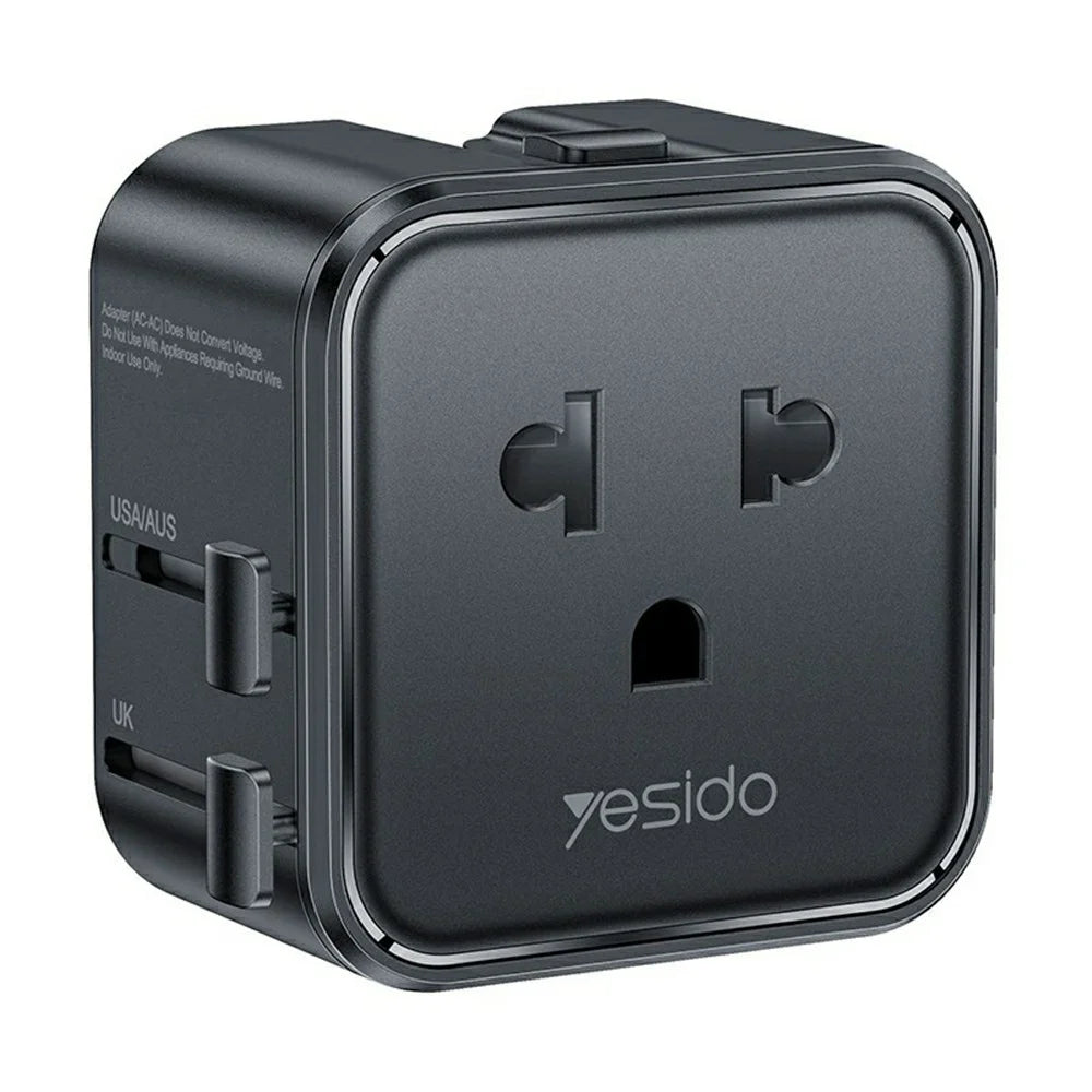 YESIDO MC46 Universal Travel Adapter Ultra Slim 2500W 10A International Power Plug - Black - 1
