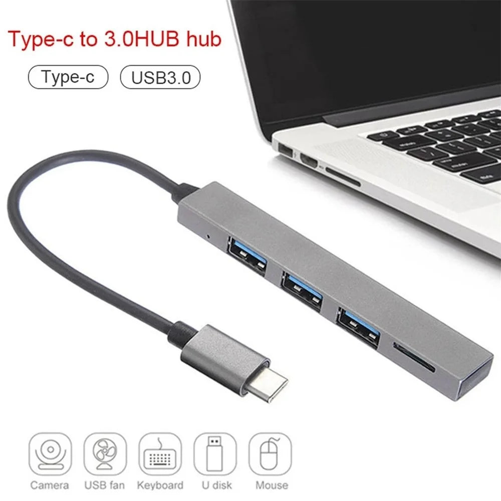 4 Ports Type-C to USB2.0 TF Card Slot Splitter Hub Adapter Support OTG for MacBook Pro/Air - 2