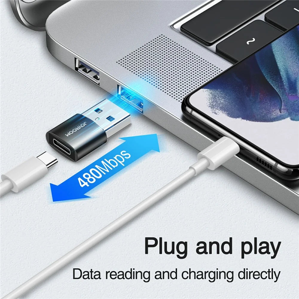 2pcs JOYROOM S-H152 USB to Type C OTG Adapter USB Male to USB-C Female Converter for Laptop Mobile Phone - 2