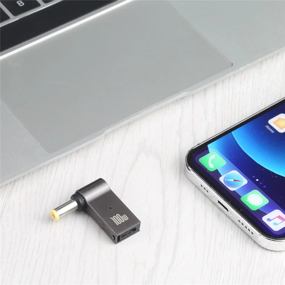 100W Type-C Female to DC 5.5x1.7mm Male Right Angle Fast Charging Converter Plug Laptop Adapter for Acer - 3