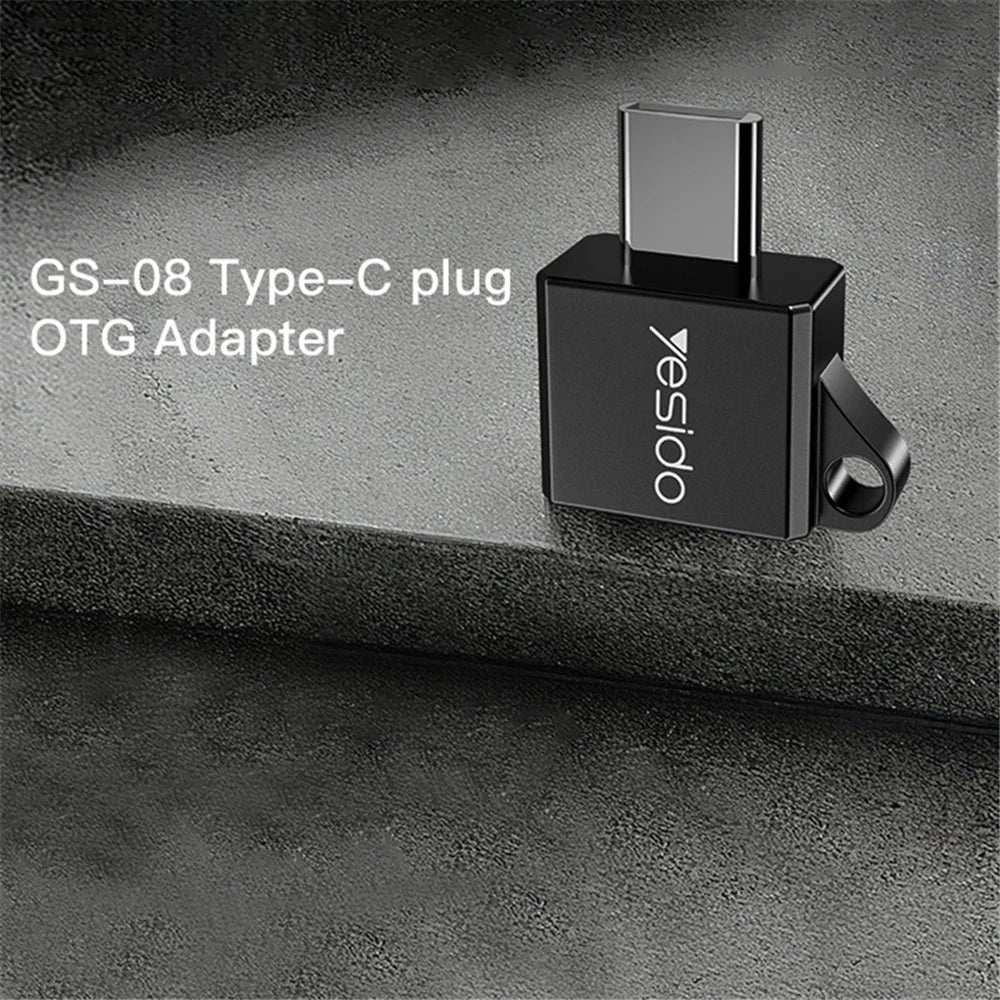 YESIDO GS08 Zinc Alloy Mini Type-C to USB OTG Connector Adapter with Keychain - 2