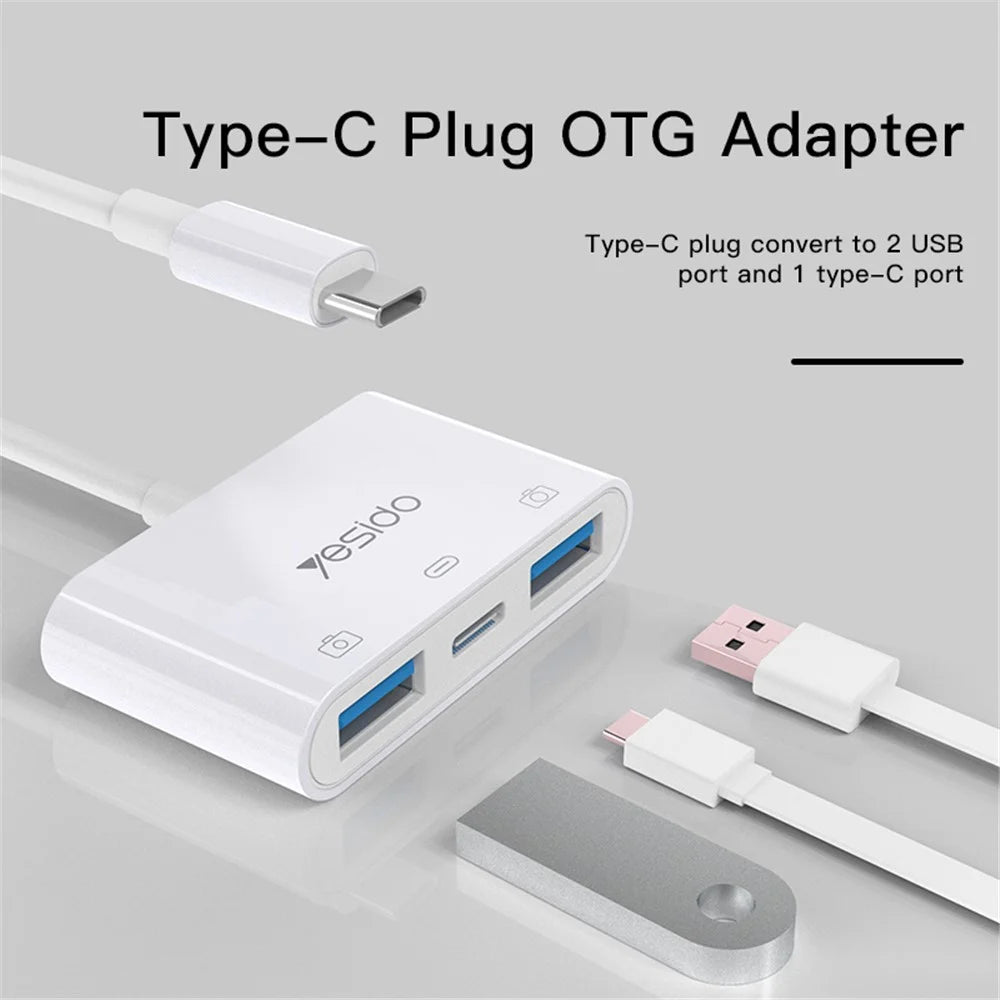 YESIDO GS17 Type-C to USB Converter with PD Fast Charging Port USB 3.0 OTG Adapter for U-Disk Mouse Keyboard - 2