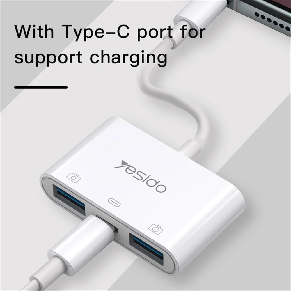YESIDO GS17 Type-C to USB Converter with PD Fast Charging Port USB 3.0 OTG Adapter for U-Disk Mouse Keyboard - 3