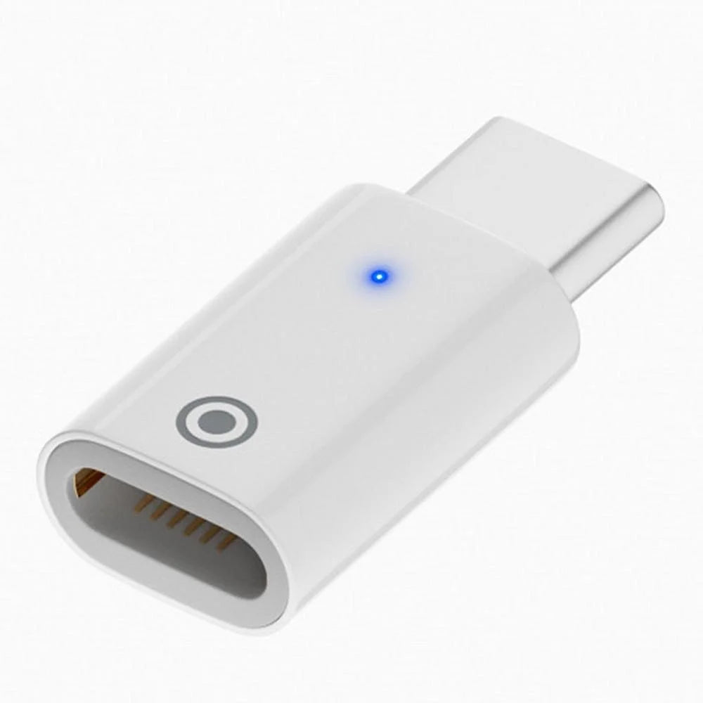 For Apple Pencil 1st Generation Portable Charging Adapter Mini Converter with Indicator - Type-C Male to 8 Pin Female / Straight - 1