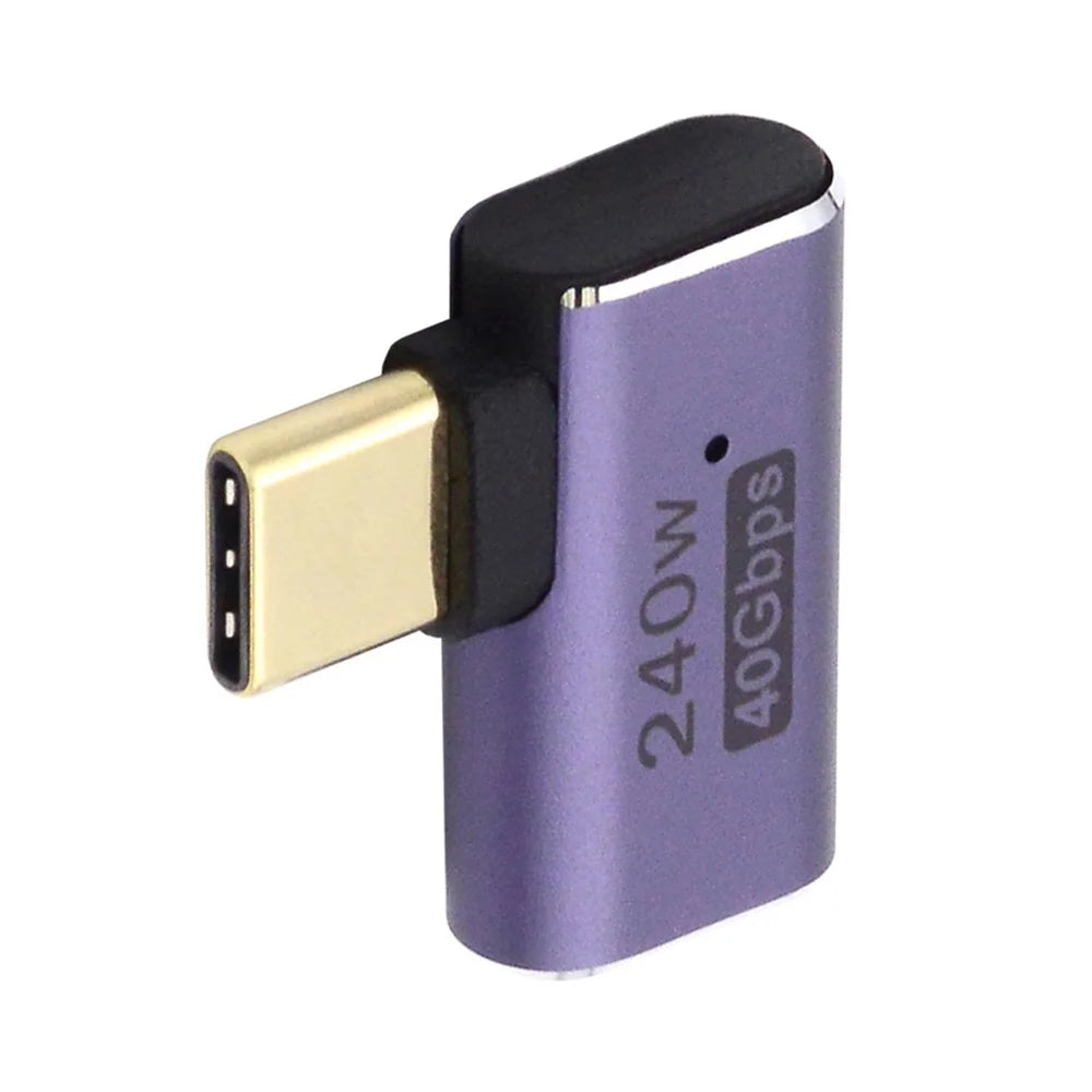 40Gbps Transmission 240W Type-C Female to Male Mini Adapter Elbow Converter with Indicator - 2