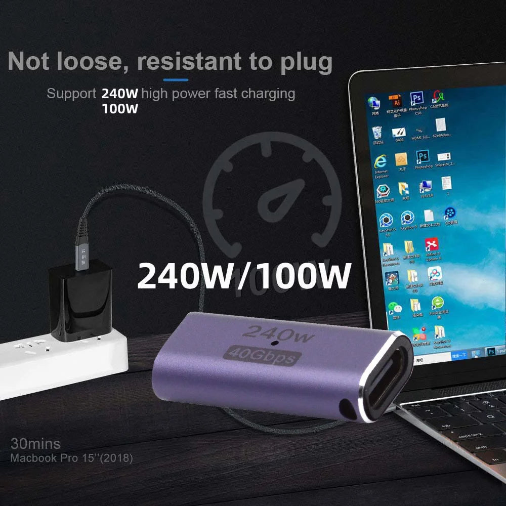 240W 40Gbps Type-C Female to Female Straight Mini Adapter Converter Support 8K Audio Transmission - 6