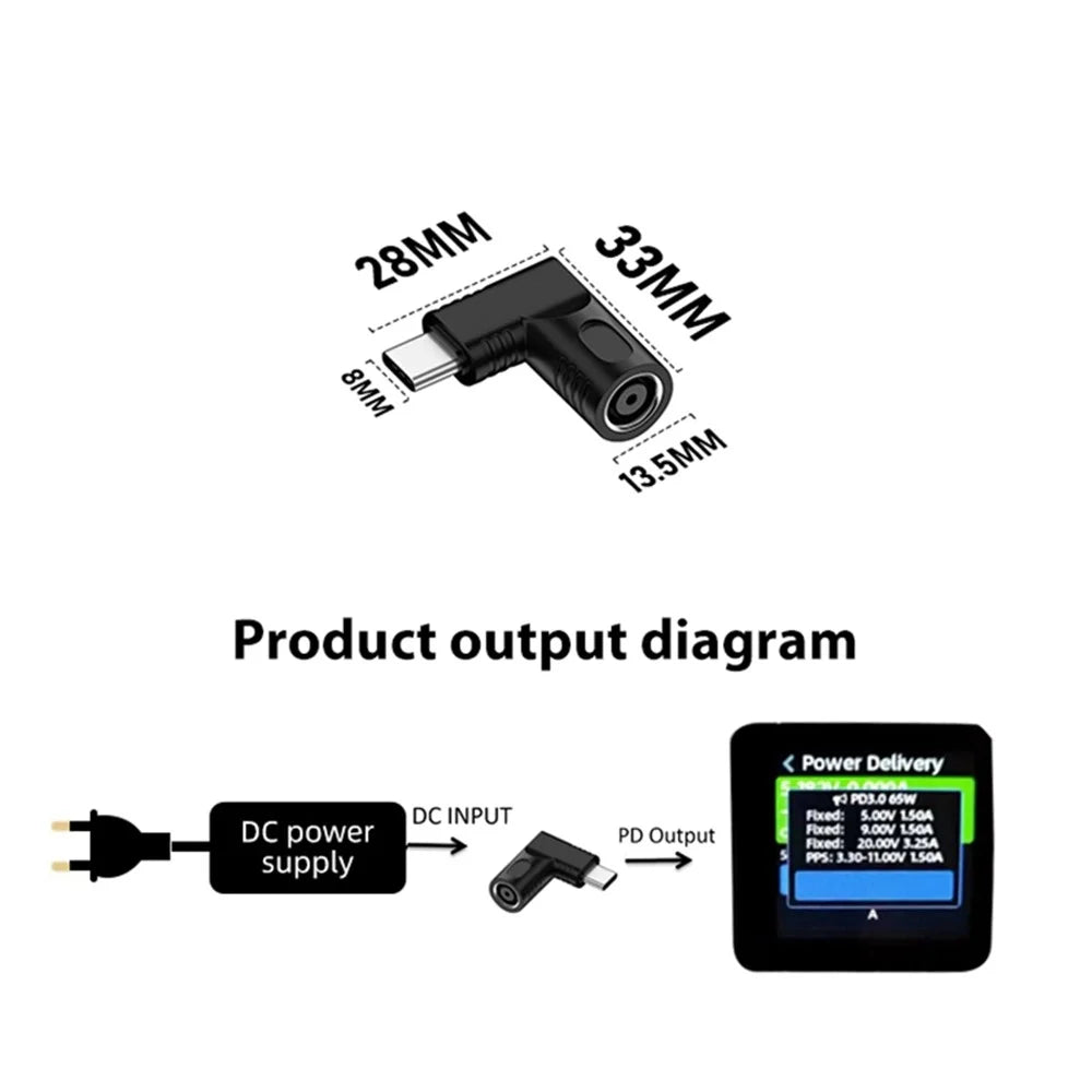 DC 4.5x0.6mm to Type C PD 65W Power Jack Connector for Mobile Phone / Tablet / Laptop Universal Charger Adapter Converter - 6